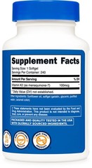 Nutricost Vitamin K2 MK-7 100 mcg, 240 Softgels – Gluten Free and Non-GMO MK7