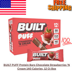 BUILT PUFF Protein Bars Chocolate Strawberries ‘N Cream 140 Calories, 12 Ct Box
