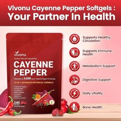 LUXRY Cayenne Pepper Softgels Supplement – 240 Capsules NEW FREE SHIP