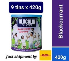 9x420g Glucolin Glucose Powder + Vitamin C Instant Energy Blackcurrent – DHL Exp