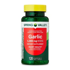 Spring Valley Odor-Controlled Garlic Softgels Dietary Supplement, 1,000 Mg, 120