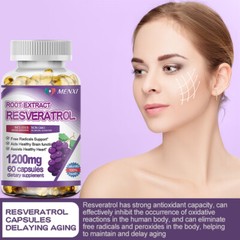2Packs Resveratrol Extract Supplement 1200MG Maximum Natural AntiAging Capsules