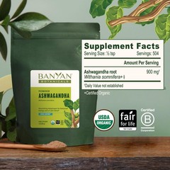 Banyan Botanicals Organic Ashwagandha Root Powder–1lb 16 Ounce (Pack of 1)