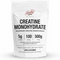 HEARTHY FOODS Creatine Monohydrate Micronized Powder 500G – 100 Servings, 5000mg