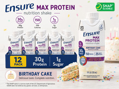 Max Protein Shake, 30G Protein, Birthday Cake, 11 Fl Oz, 12 Pack