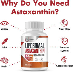 Liposomal Astaxanthin Supplement 24 MG Maximum Absorption Antioxidant Stronger