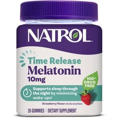 Natrol® Time Release Melatonin 10mg, Adult Sleep Gummies, Strawberry-Flavored 35