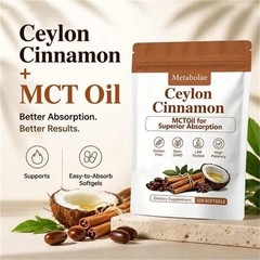 Metabolae Ceylon Cinnamon Extract Capsules with MCT Oil, 300 Softgels