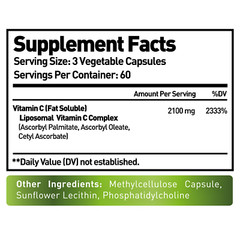 Nurture Alley Natural Organic Vegan Liposomal Vitamin C 2100mg High Absorption