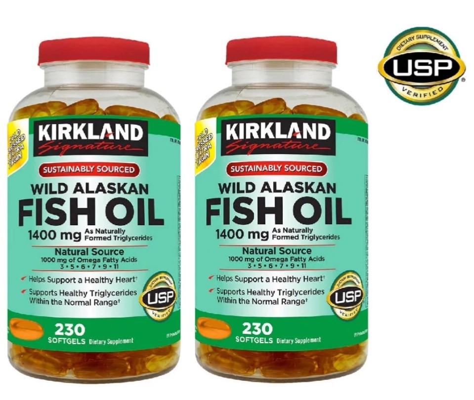2 PACK-Kirkland Signature Wild Alaskan Fish Oil 1400 mg., 230 Softgels EXP 08/27