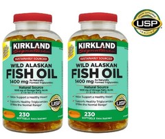 2 PACK-Kirkland Signature Wild Alaskan Fish Oil 1400 mg., 230 Softgels EXP 08/27