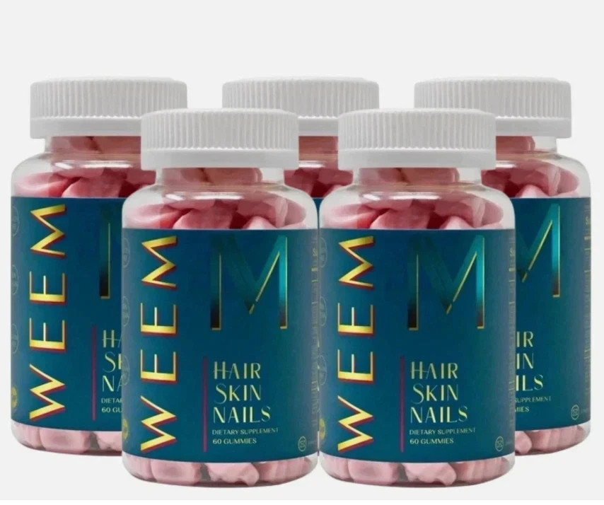 5 Pack WEEM Hair Skin & Nails Gummies Vegan Biotin Vitamin Support New Sealed