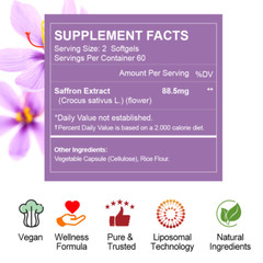 Saffron Extract 120 Capsules – 88.5mg Stress Relief & Mood Support Antioxidant