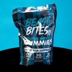 Beast Bites Blue Raspberry Creatine Infused Gummies Dietary Supplement 150 Count