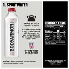 BODYARMOR SportWater Alkaline Water, High 1 Liter (Pack of 6) -free shipping