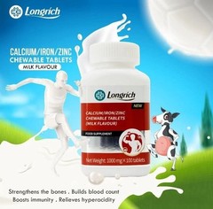 Longrich Calcium- Iron & Zinc Chewable Tablets/ Calcium Milk Flavor