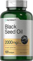 Horbäach Black Seed Oil Softgel Capsules | 2000Mg | 120 Count | Cold Pressed Nig