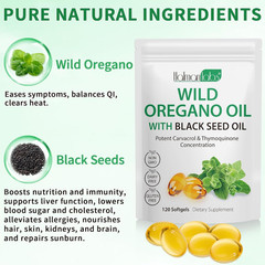 Oregano Oil Capsules, 2 in 1 Oil of Oregano with Black Seed Oil, Oregano Oil Sup