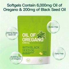 Oil of Oregano 300 Softgels with Black Seed Oil – 6000mg Oregano Oil NEW