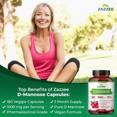 D-Mannose Capsules 180 Veggie Caps 1000mg 100% Pure UTI Relief Urinary Tract USA