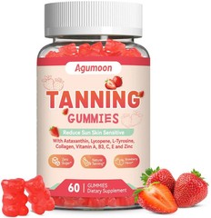 Tanning Gummies for Women and Men, Self Tan Supplement with Beta Carotene, Lycop