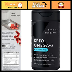 Keto Omega Fish Oil Softgels – Wild Salmon, Krill Oil, MCT Oil, 1200mg EPA/DHA