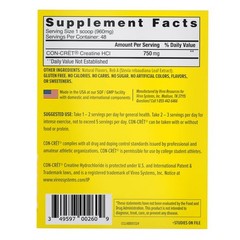 CON-CRET Creatine HCl Flavored Powder, Lemon Lime, 1.62 oz, 2-pack