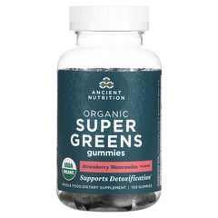 2 X Ancient Nutrition, Organic Super Greens Gummies, Strawberry Watermelon, 100