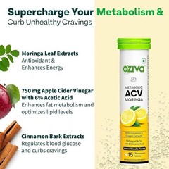 OZiva ACV Moringa Tablets Effervescent Lemon Masala 180 Tablets Free shipping
