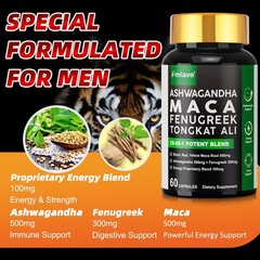 Maca Root, Ashwagandha, Panax Ginseng Fenugreek Extract Male Enhancing 60 Caps