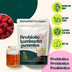 3X Probiotic Kombucha Gummy – Prebiotics,Probiotics,Postbiotics,Fiber Supplement