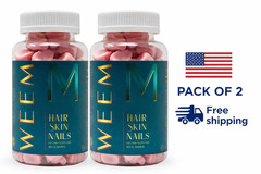 Pack Of 2 WEEM Hair Skin and Nails Gummies Supports Healthy Hair 60ct EXP 07/27