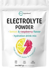 Hydrating Lemon Raspberry Electrolyte Powder – 2lbs, 139 Servings – Non-GMO