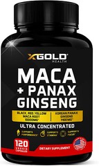 Raíz de maca negra + roja + amarilla con panax ginseng coreano, 120 cápsulas