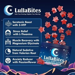 2 PACKS–NEW LullaBites Natural Sleep Gummies Strawberry Stars Flavor 60 Gummies
