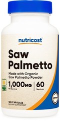 Nutricost Made with Organic Saw Palmetto 1000mg Per Serving, 60 Servs, 120 Caps