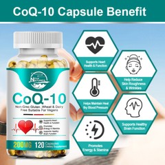 (2 Pack)CoQ-10 CoEnzyme Q-10 200mg Support Heart Health,High Potency 240 Capsule