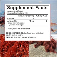 4 pcks Premium Astaxanthin Antioxidant Supplements 12mg, 120 Softgels