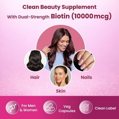 3x ZERO.HARM Biotin 10000mcg Hair Skin Nails 60 Tabs