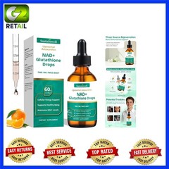 NAD+ Glutathione Liquid Drops with Astaxanthin – Citrus Flavor, 2.04 Fl Oz