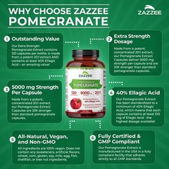 Extra Strength Pomegranate 20:1 Extract 40% Ellagic Acid, 500 mg, 120 Vegan Caps