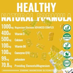 Magnesium Glycinate Gummies 2500mg – Sugar Free Magnesium Potassium Supplement w