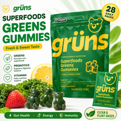 Grüns Superfood Greens Gummies – Digestive, Immune & Energy Support – 60ct