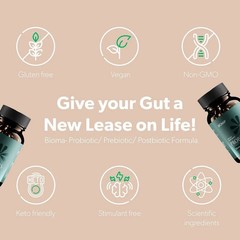 2 BOTTLES-NEW BIOMA Probiotics Digestive Health Gut Support for Men&Women 60Caps