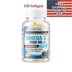 5x Strength EPA & DHA Omega 3 Fish Oil 3600mg, Highest Potency, 120 Softgels USA