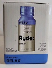 Ryde: Relax Shot | Raspberry Flavor | Lemon Balm, 2 Fl Oz (Pack of 8) BB 3/25