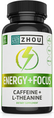 Energy + Focus – L Theanine Caffeine Pills, 200Mg L-Theanine, 100Mg Natural Anhy