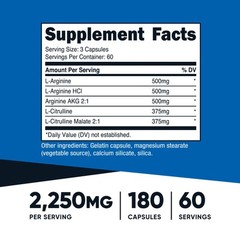 Nutricost Nitric Oxide Booster 750mg, 180 Capsules, 60 Servings