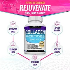 Premium Collagen Peptides 1800 MG Hydrolyzed Anti-Aging – Types I,II,III,V,X-+