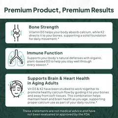 Better D3 + K2-100% Organic VIT D3 and K2 Supplements with Maximum Bioavailab…